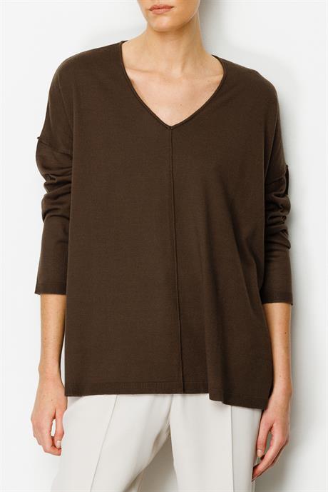 V Yaka Dikişli Oversize Triko