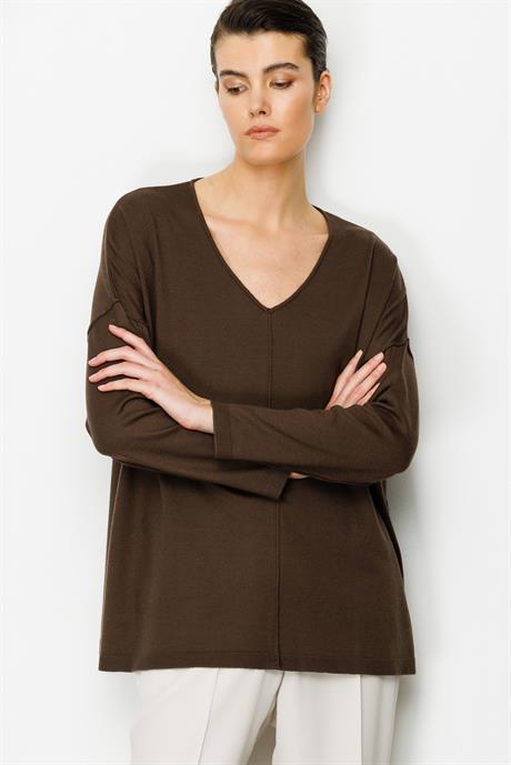 V Yaka Dikişli Oversize Triko