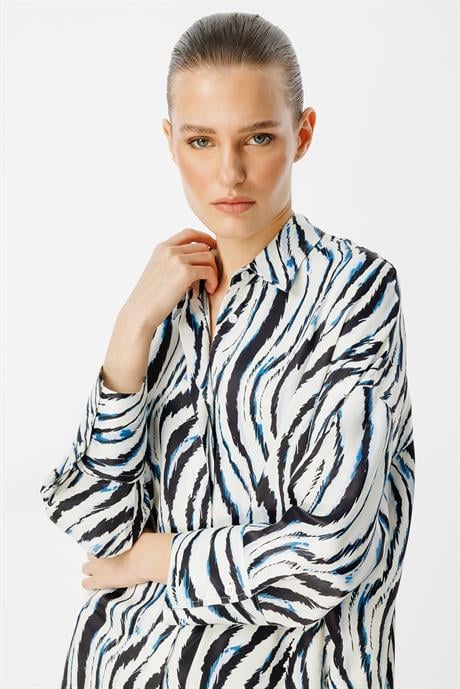 Zebra Desen Gömlek Elbise