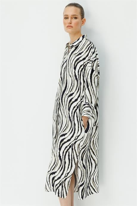 Zebra Desen Gömlek Elbise