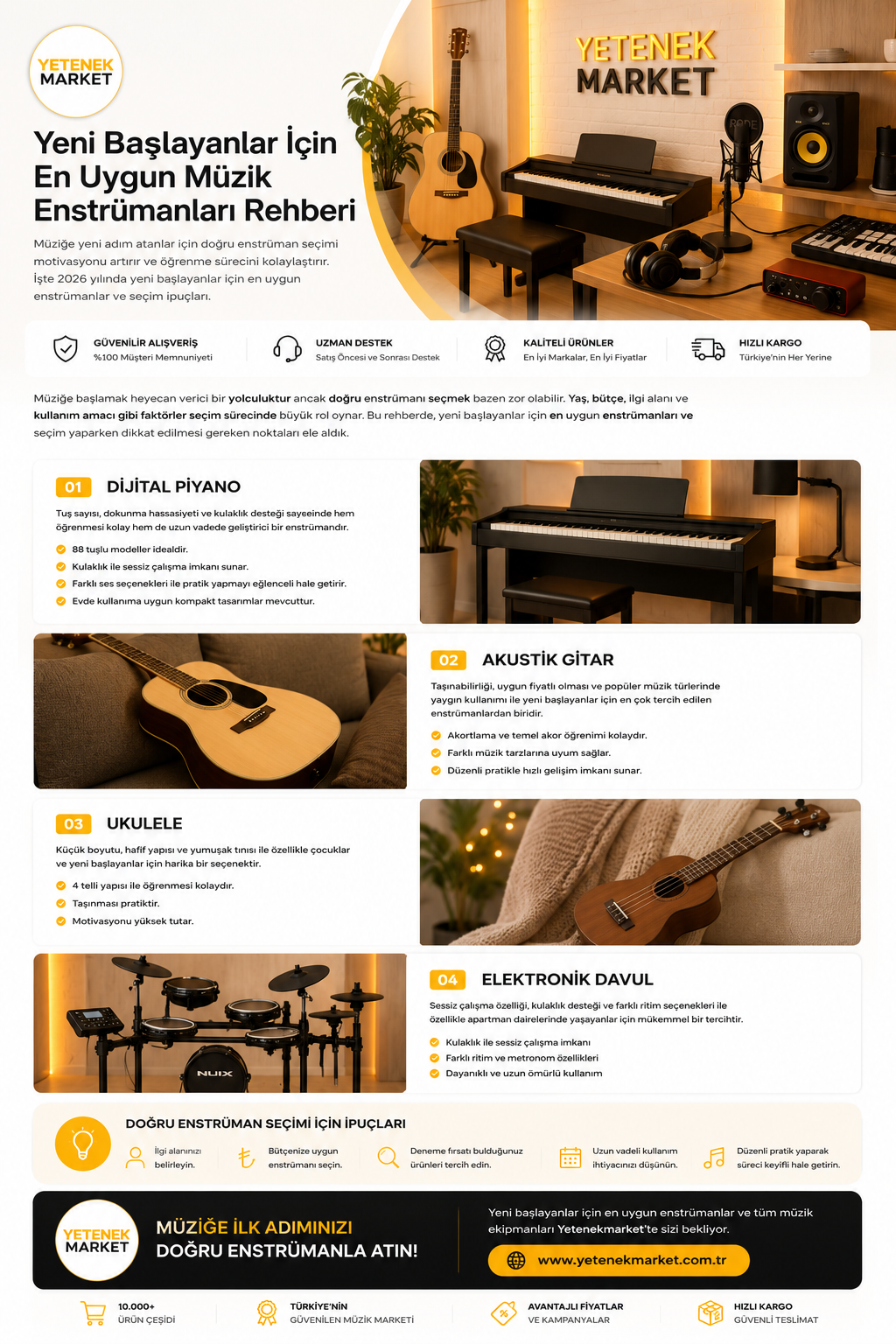 Yeni başlayanlar için müzik enstrümanı seçim rehberi