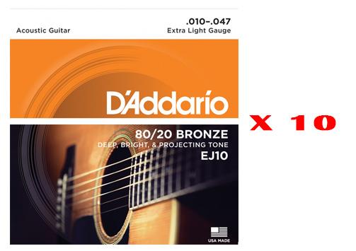(10 LU SET) AKUSTİK GİTAR TEL SETİ, 80/20 BRONZE,