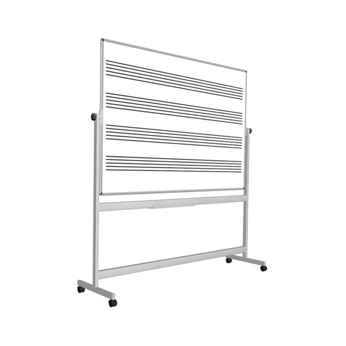 120x200 Mobil Tekerlekli ÇİFT Taraflı Laminat Beyaz Müzik Çizgili Yazı Tahtası