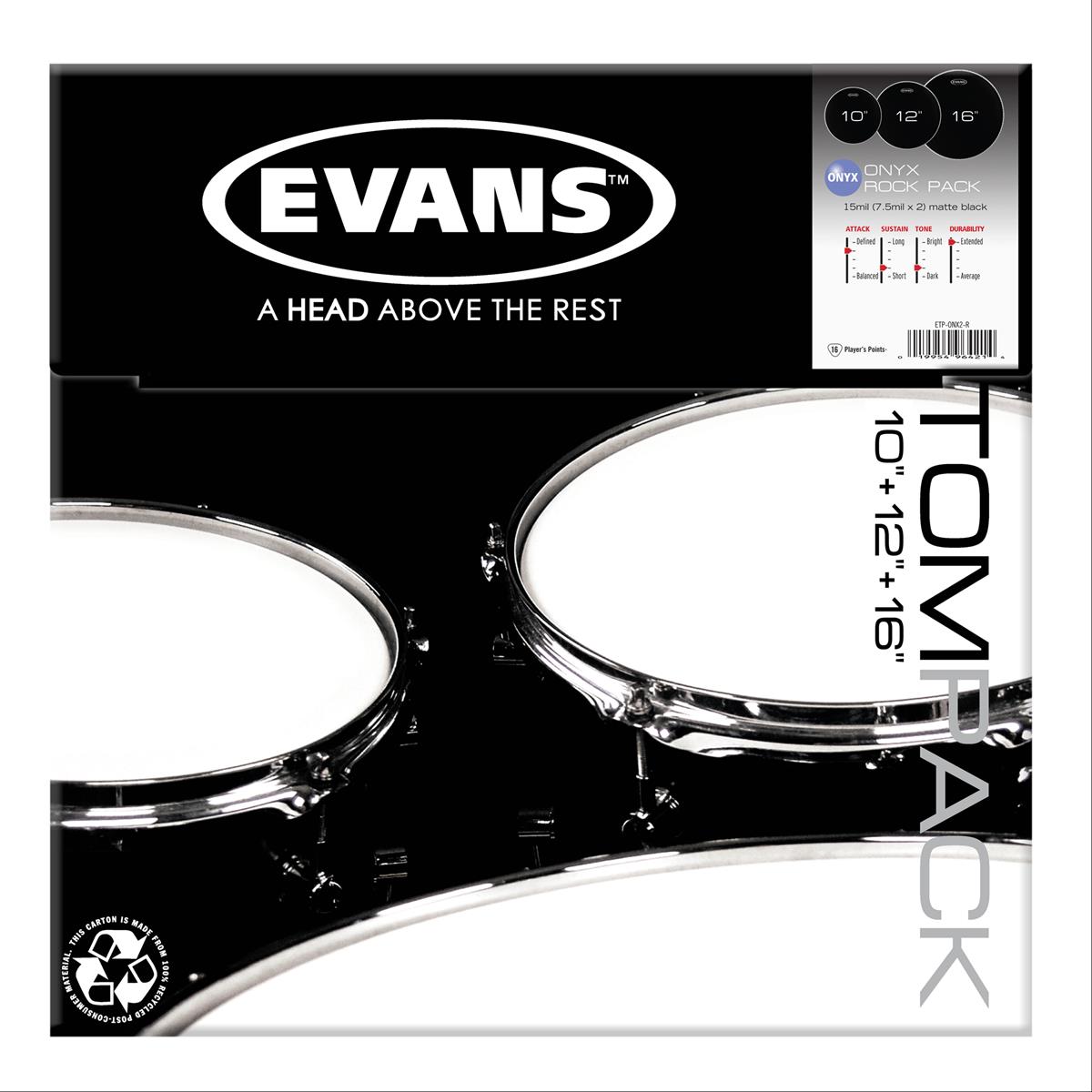 EVANS ETP-ONX2-R DERİ SETİ 10+12+16 ONYX TOM KUMLU SİYAH ROCK KİT Ç