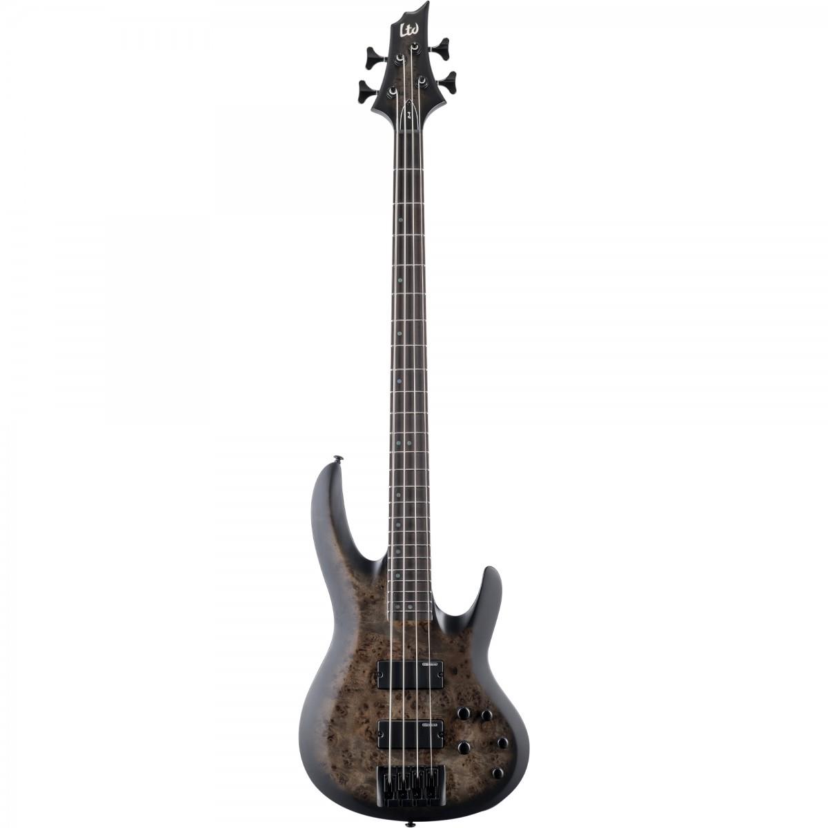 ESP LTD B-4 Ebony Burl Poplar Charcoal Burst Satin 4 Telli Bas Gitar
