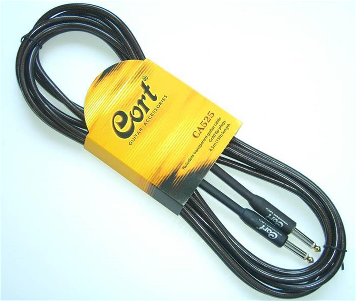 Cort CA525BK GİTAR KABLO GÜRÜLTÜSÜZ 5M (NOISLESS), SİYAH, GOLD