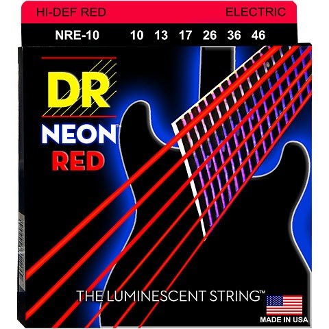DR NRE-10 Hi-Def Neon Kırmızı Elektro Gitar Teli (Medium 10-46)