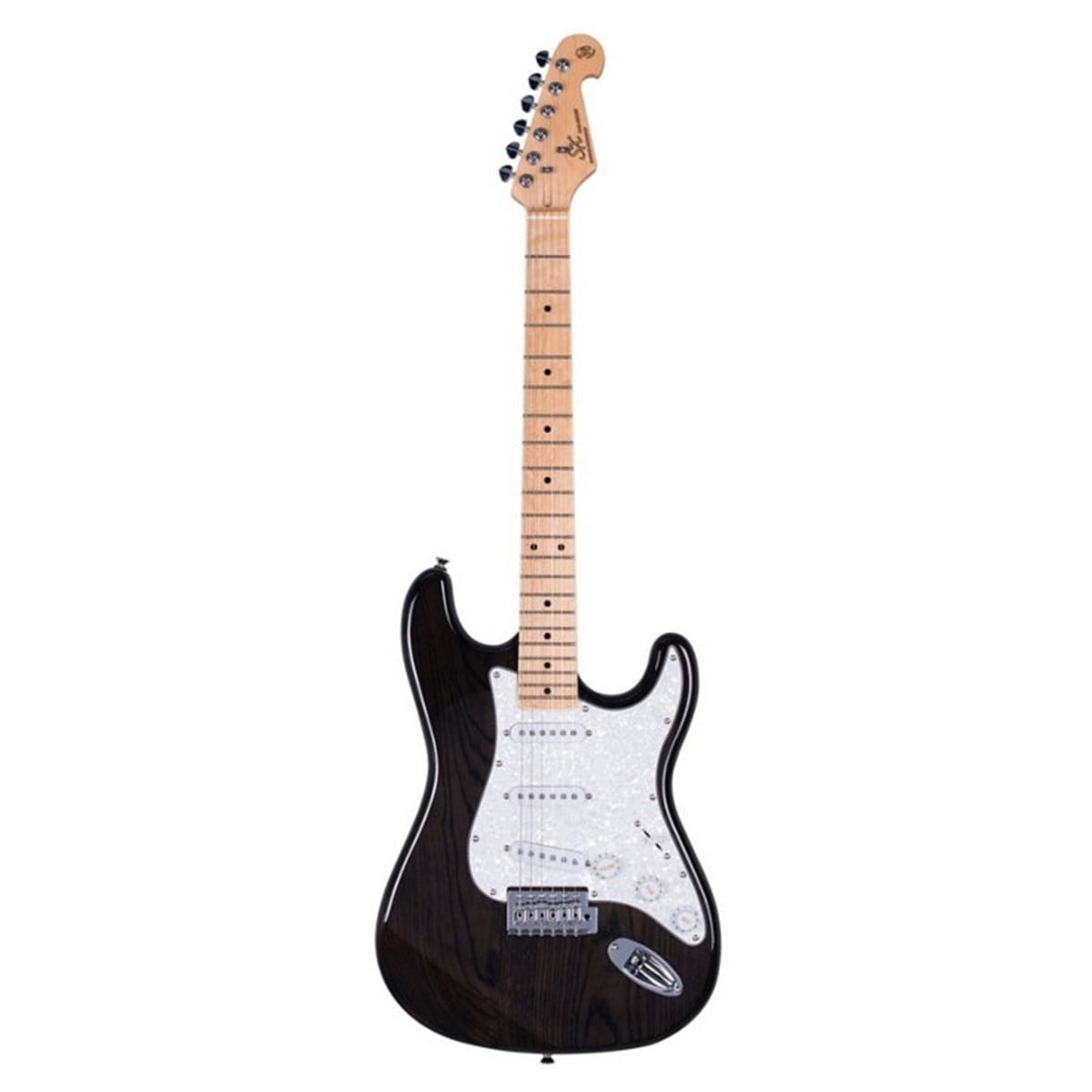 SX Stratocaster Elektro Gitar (Trans Black) Kılıf+Pena
