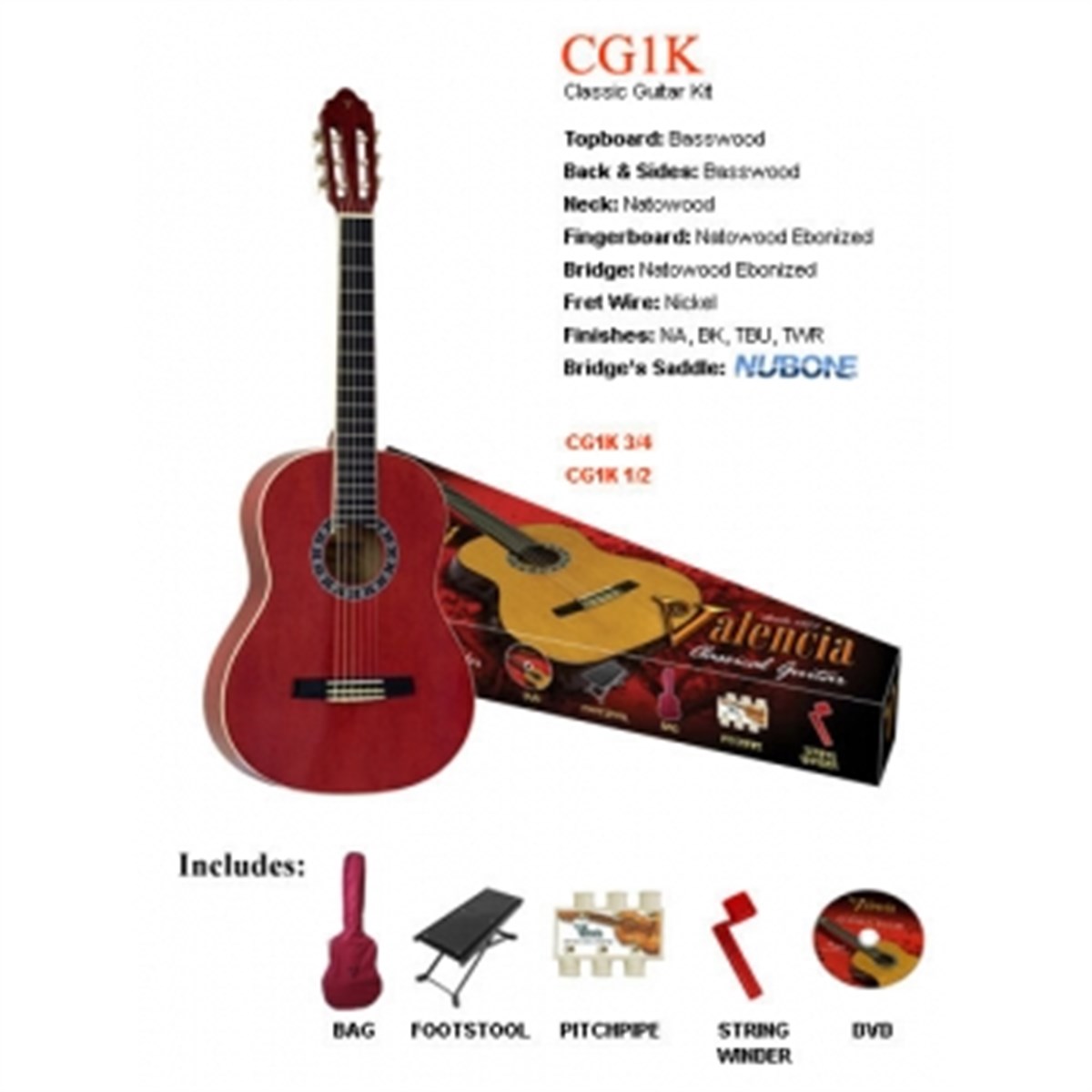 VALENCIA CG1KTWR KLASİK GİTAR SET