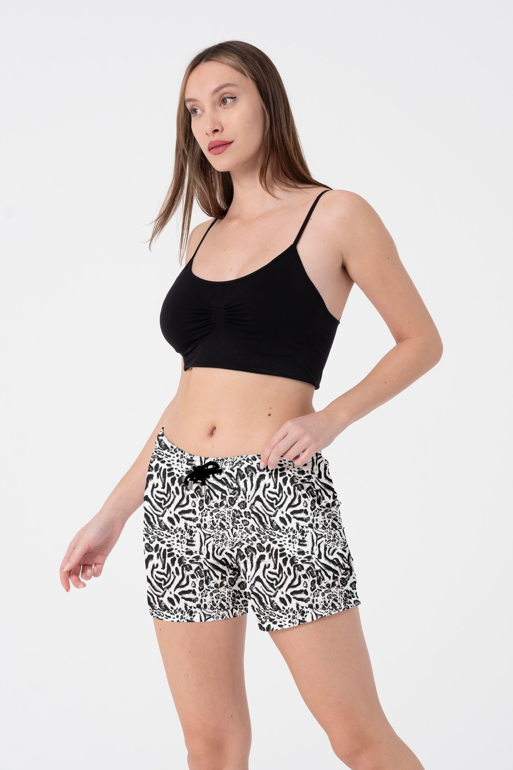 Miami Beach 843 DESENLİ İKİ CEPLİ KADIN ŞORT
