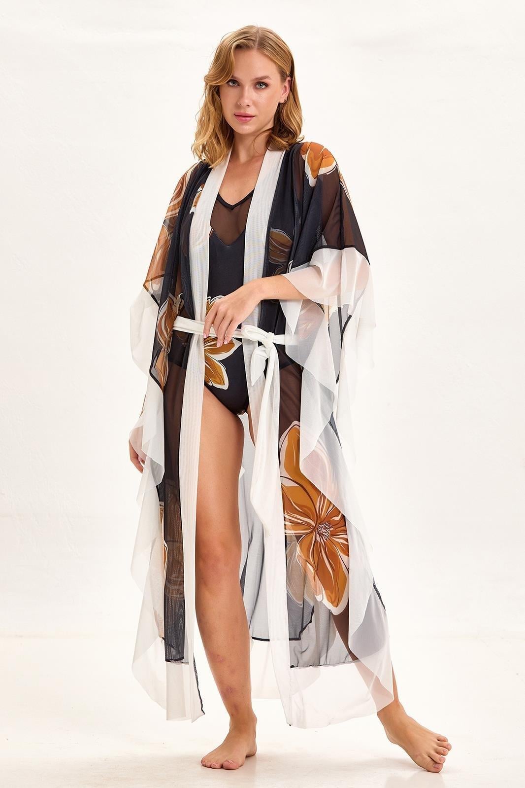 Argento 2153-2061 KUŞAKLI KAFTAN PAREO