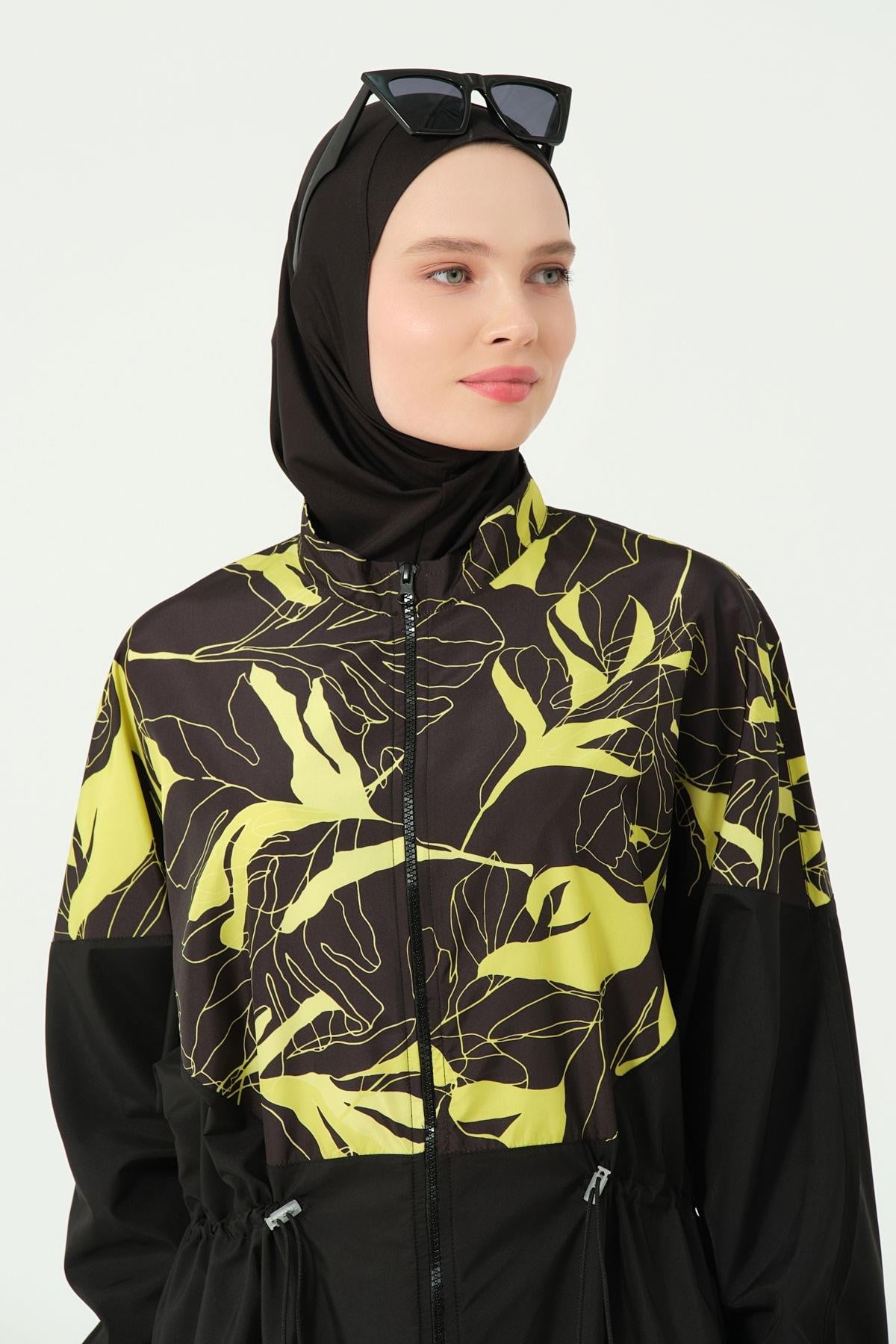 Alfasa 25528 SOFT DESENLİ OVERSIZE UZUN TESETTÜR MAYO