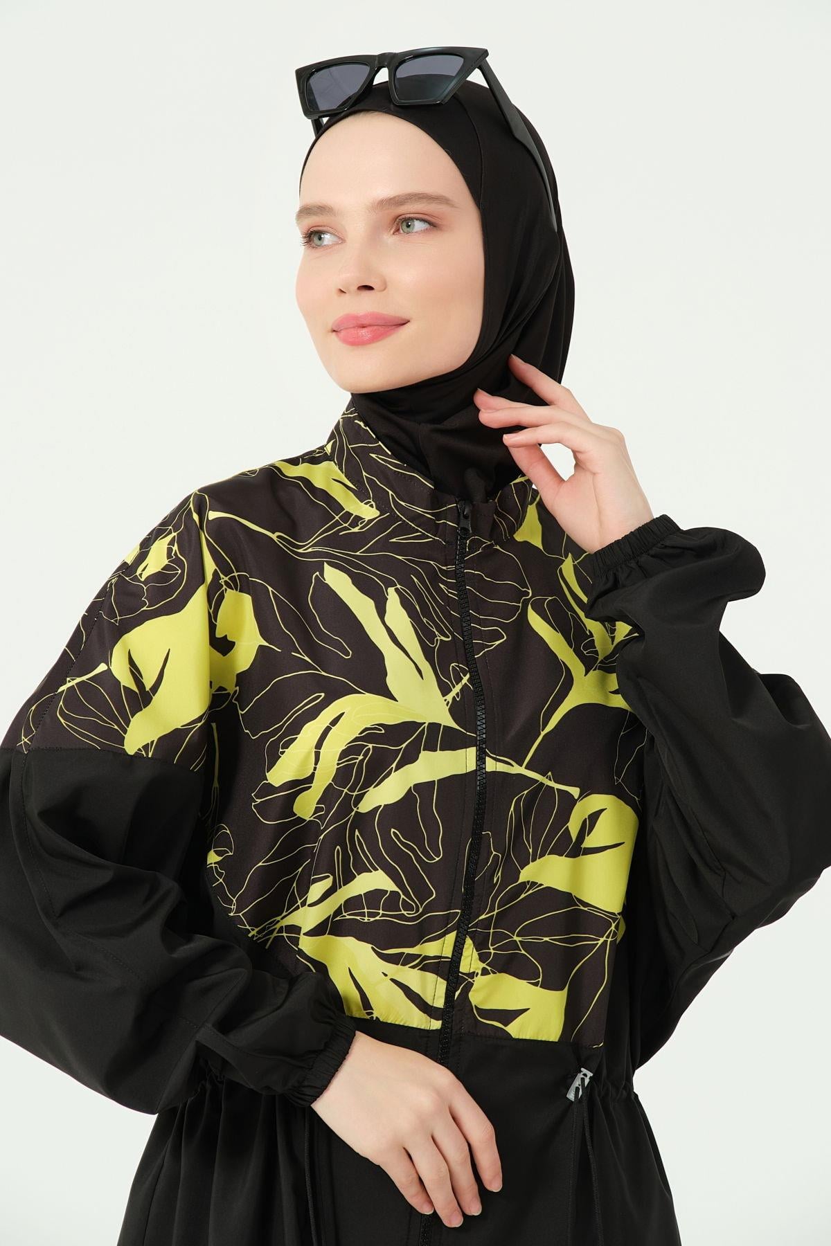 Alfasa 25528 SOFT DESENLİ OVERSIZE UZUN TESETTÜR MAYO