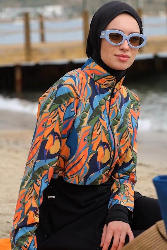 Haşema HSM-2934 ESİLA 08-39 LACİVERT SİYAH TESETTÜR MAYO
