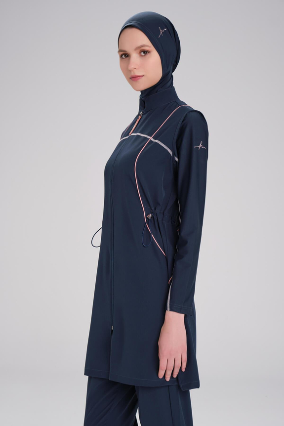 Haşema HSM-4057 NEFİN BİYE DETAYLI DOKUMA TESETTÜR MAYO TAKIMI