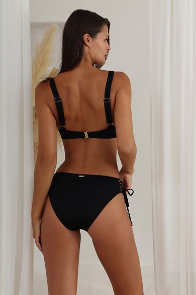 Lapieno 264211 KUŞGÖZÜ DETAYLI ASKILI SİYAH BİKİNİ TAKIM