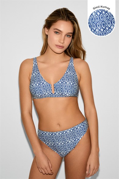 BİKİNİKOMKom BENIH SAKS RETRO DESEN TOPARLAYICI BİKİNİ