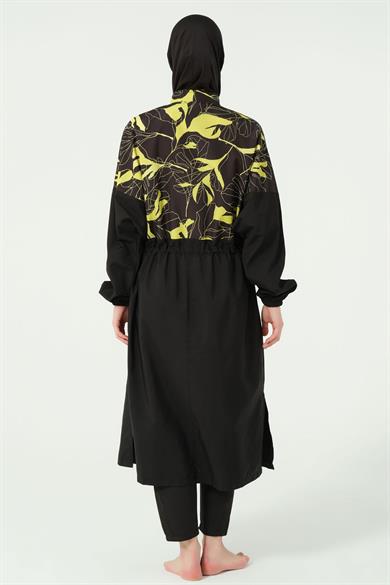 Alfasa 25528 SOFT DESENLİ OVERSIZE UZUN TESETTÜR MAYO