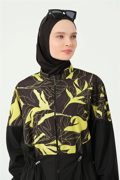 Alfasa 25528 SOFT DESENLİ OVERSIZE UZUN TESETTÜR MAYO