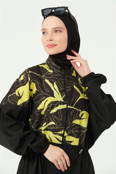 Alfasa 25528 SOFT DESENLİ OVERSIZE UZUN TESETTÜR MAYO