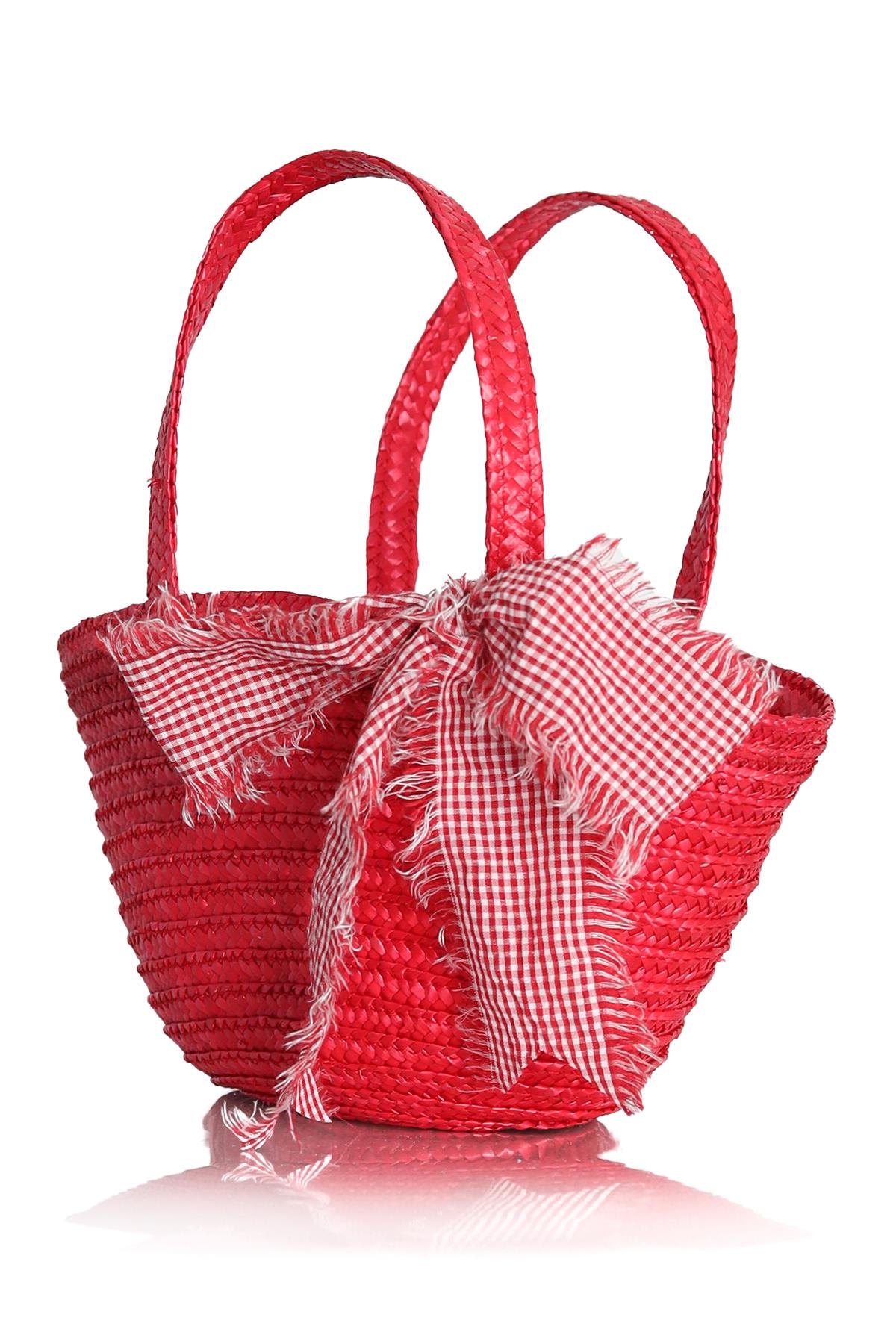 Kırmızı Hasır Çanta 