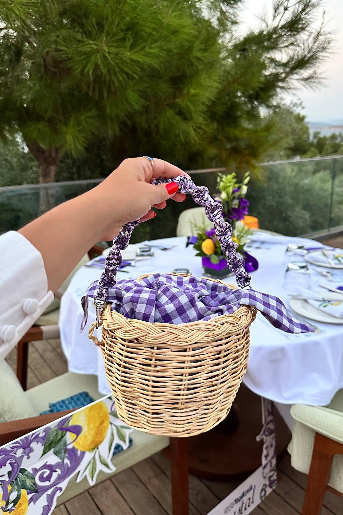 Mor Hasır Kadın Çantası 