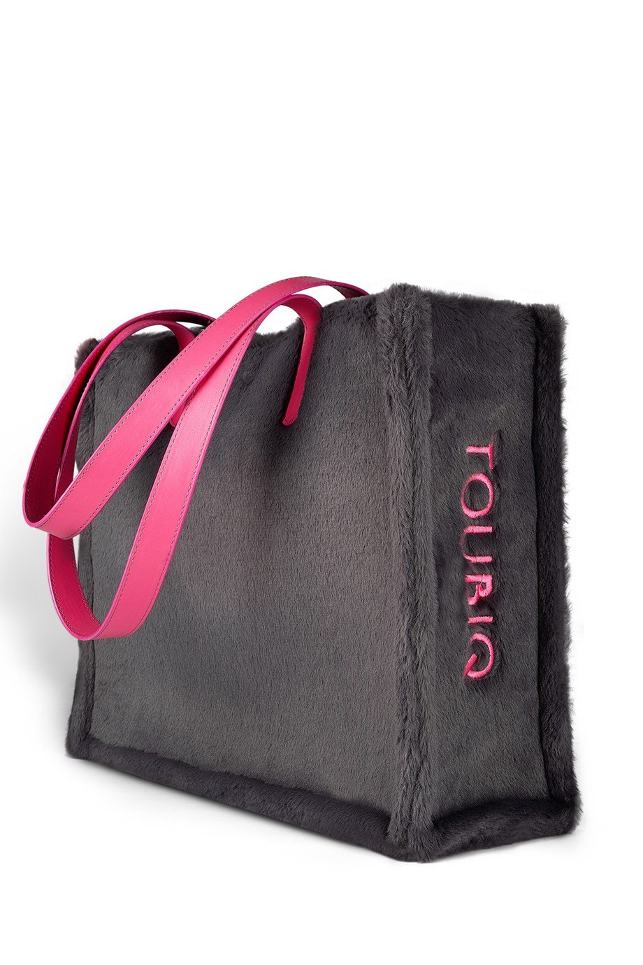 Gri Suni Kürk Kadın Alışveriş Çantası