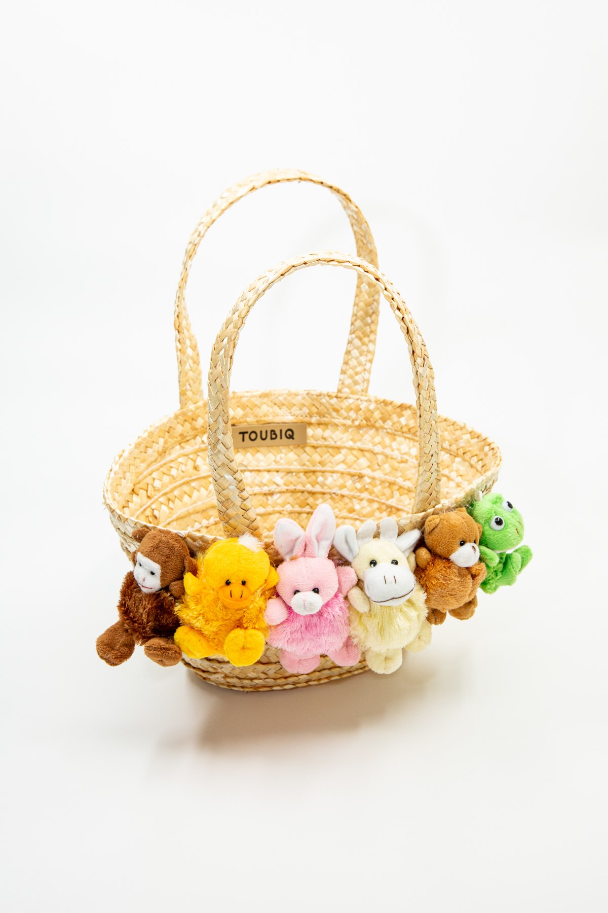 Kız Çocukları İçin Oyuncak Detaylı Mini Hasır Kol Çantası