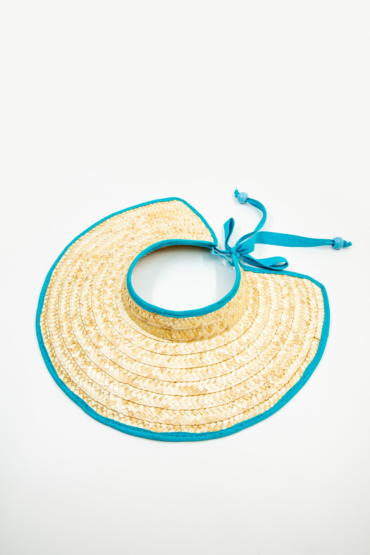 Turkuaz Biyeli Hasır Vizör Şapka