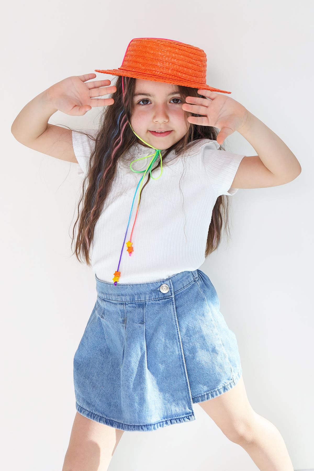 Turuncu Hasır Şapka 