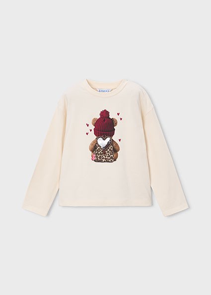 Mayoral Bej Kız Çocuk Uzun Kollu T-shirt 4027