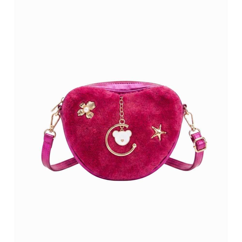 Chocogirl Shiny Heart Peluş Fuşya Renk Kız Çocuk Çantası