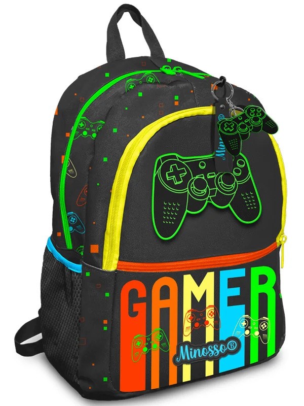 Minosso Gamer Desenli Erkek Çocuk İlkokul Sırt Çantası 1009