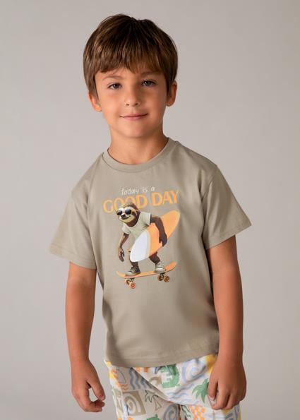 Mayoral Erkek Çocuk Baskılı T-shirt Kahverengi - 3064
