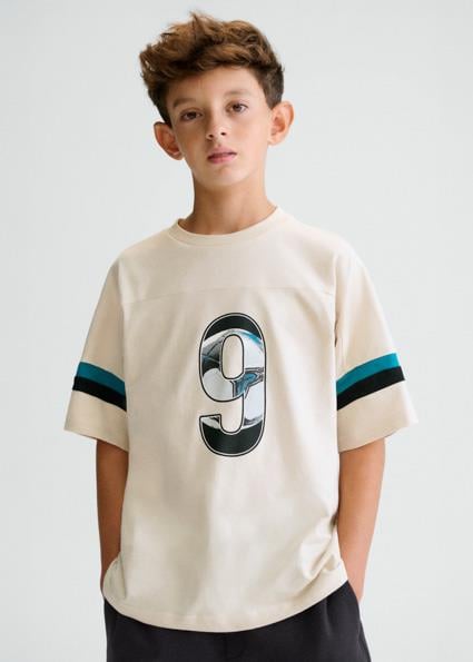 Mayoral Erkek Çocuk Futbol Tema T-shirt Krem - 06032