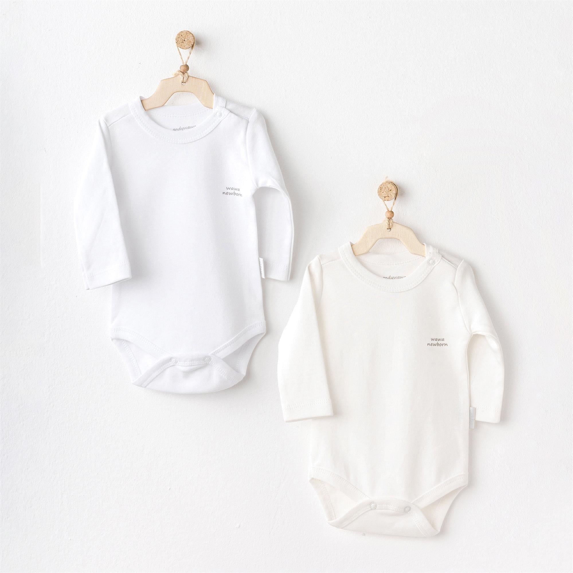Andywawa Bebek Sleeve Body Basic 2'li Set Ekru AC25210