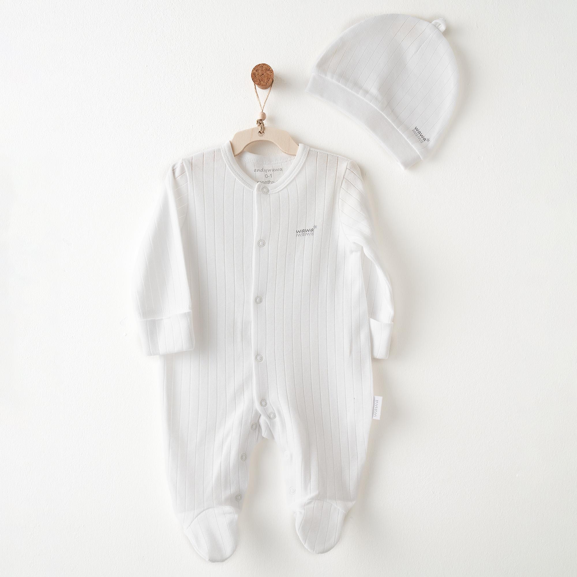 Andywawa Hello Elephant Bebek Şapka Tulum Takım AC26592