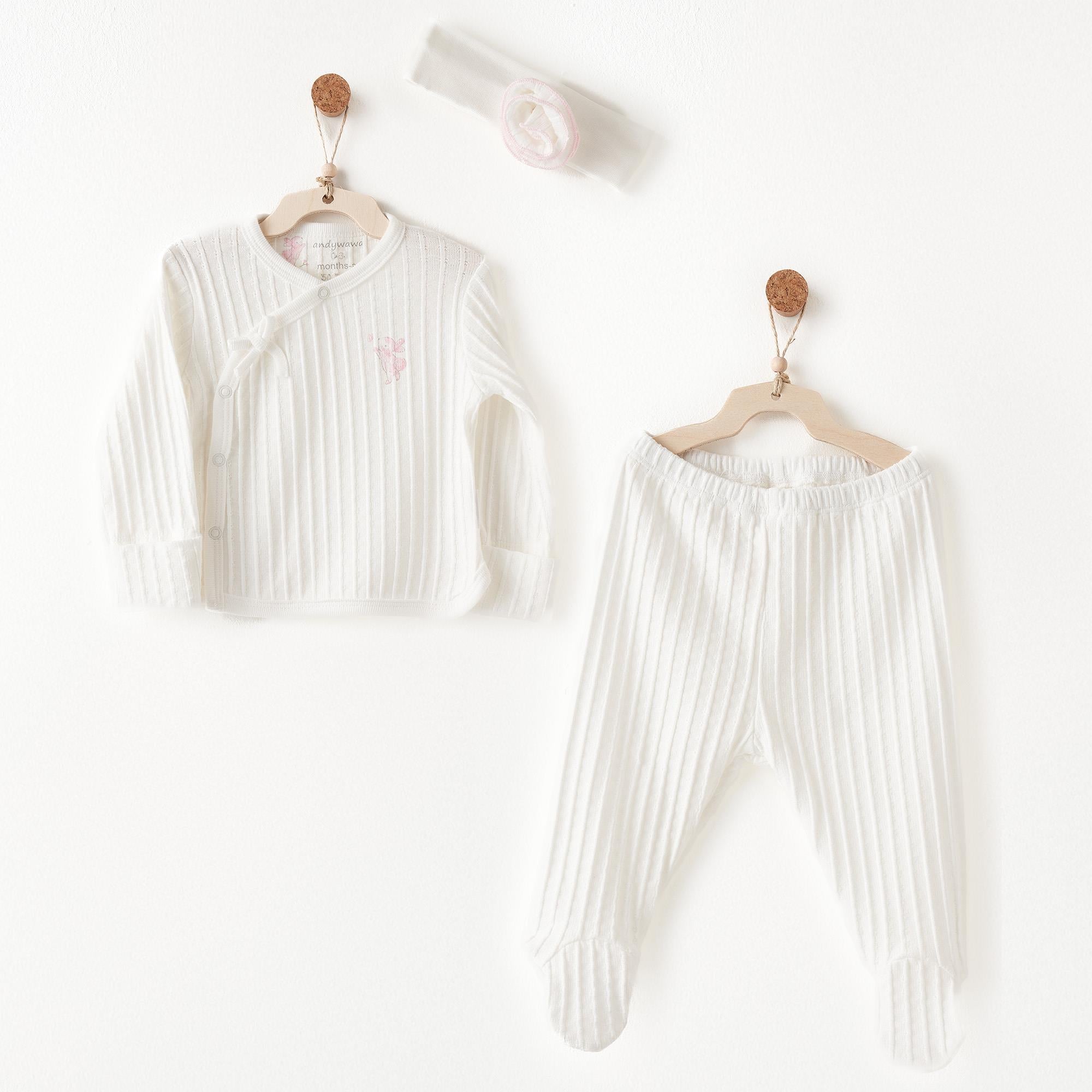 Andywawa Summer Time Kız Bebek 3 Parça Zıbın Takım AC26512