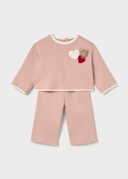 Mayoral Pembe Kız Bebek İşlemeli Pantolon ve Kazak Takım 2558