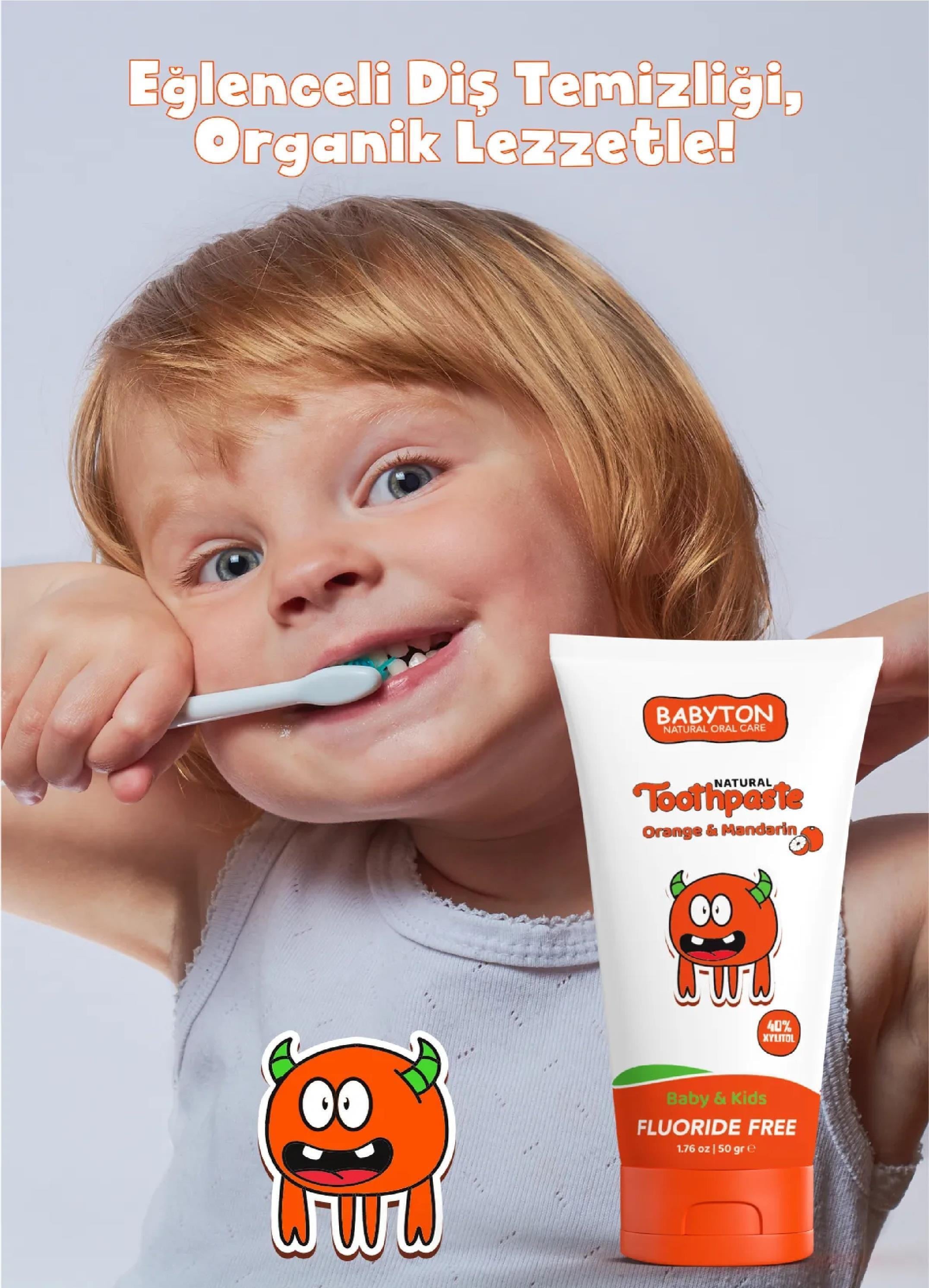 Babyton Organik Diş Macunu Portakal ve Mandalina Aromalı 50 gr