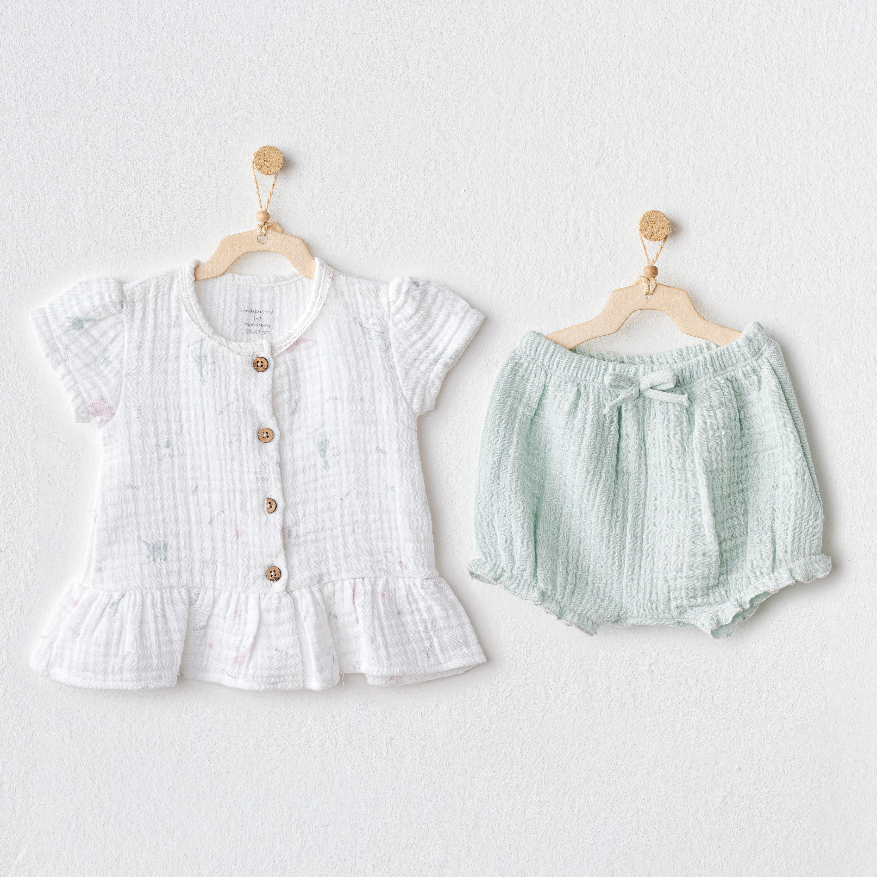 BEBEK TAKIM 2 PCS SET LOVE FAMILY MUSLIN
