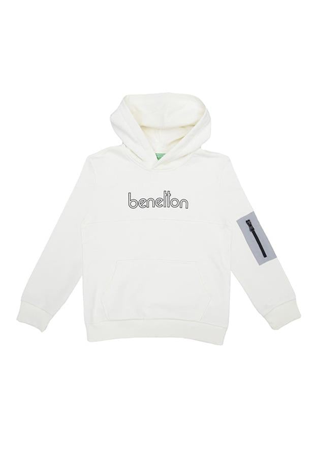 Benetton Beyaz Erkek Çocuk Baskılı Sweatshirt BNT-B21627