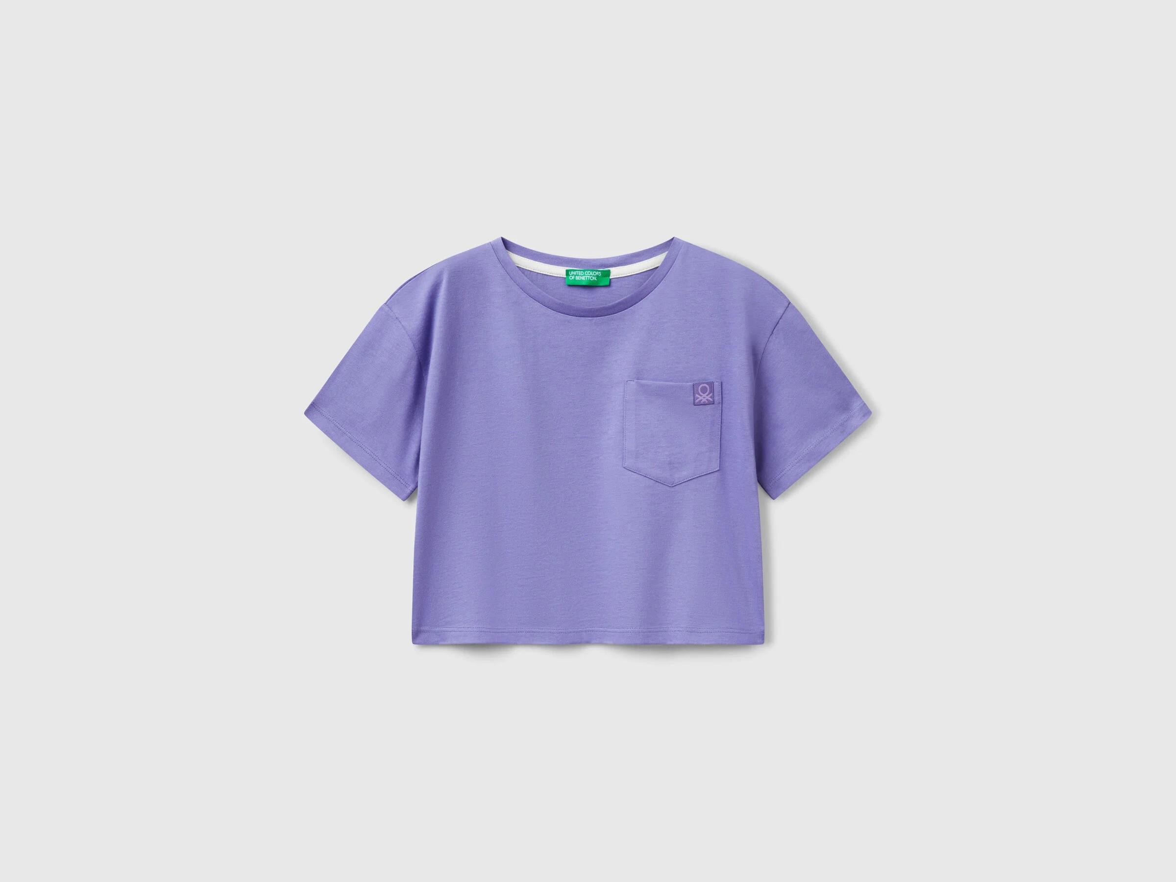 Benetton Kız Çocuk Arkası Baskılı Yama Cepli T-Shirt