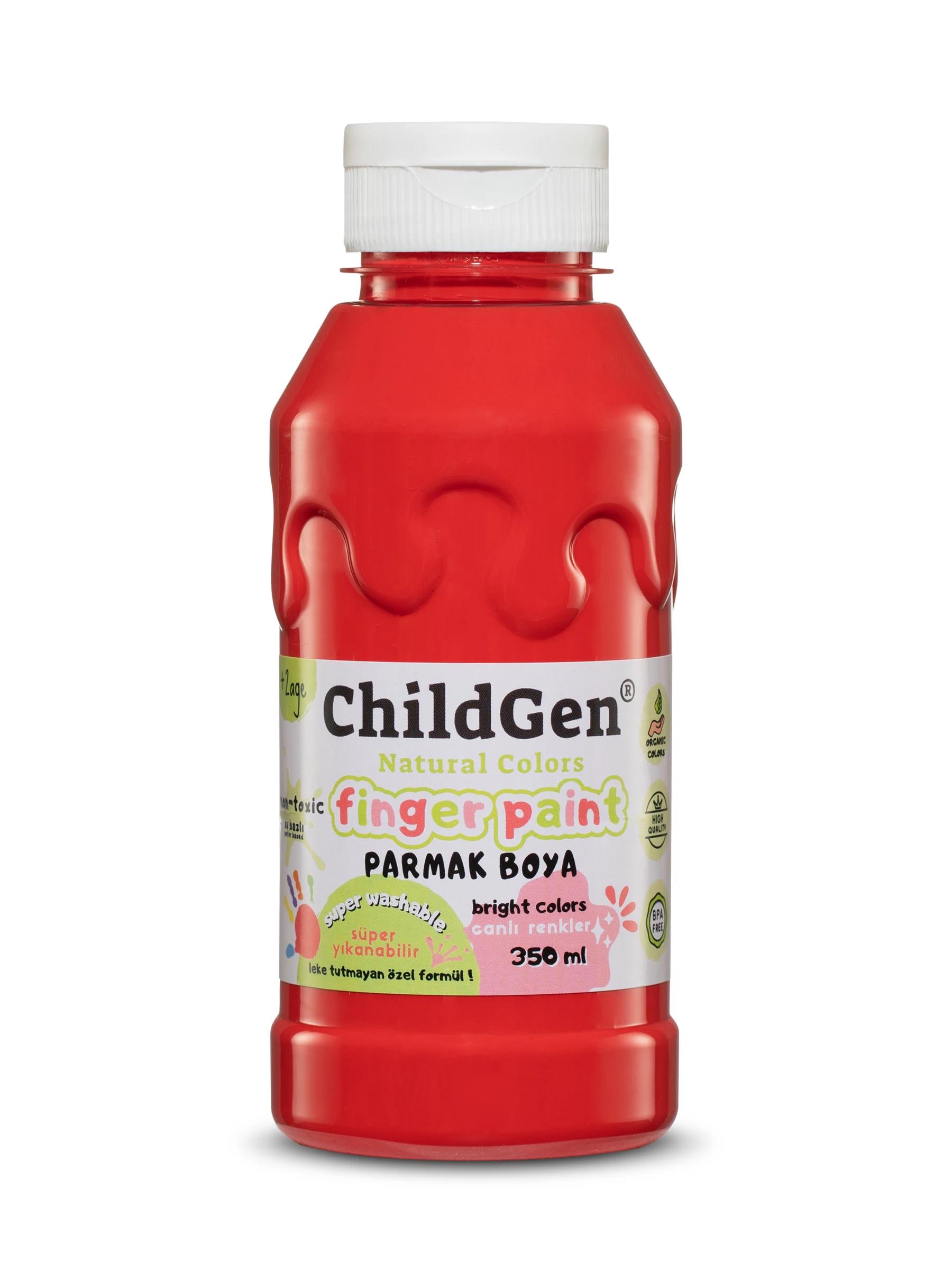 ChildGen Süper Yıkanabilir Parmak Boya 350ML - Kırmızı