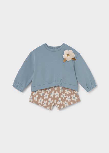 Mayoral Mavi Kız Bebek Sweatshirt ve Şort Takım 2201
