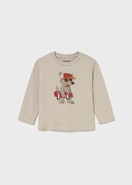 Mayoral Bej Erkek Bebek Uzun Kollu Baskılı T-shirt 2070