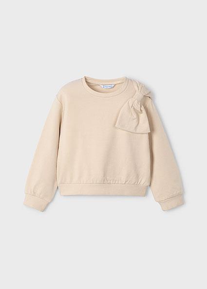 Mayoral Bej Kız Çocuk Fiyonklu Sweatshirt 4434