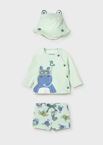 Mayoral Erkek Bebek UV Korumalı 3 Parça Mayo Set Yeşil - 01619