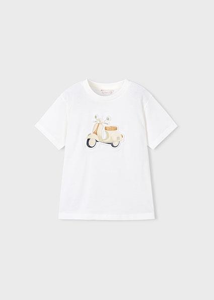 Mayoral Erkek Çocuk Kabartmalı Motor Desenli T-shirt Krem - 03059