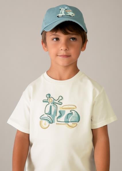 Mayoral Erkek Çocuk Motor İşlemeli T-shirt Krem - 03060